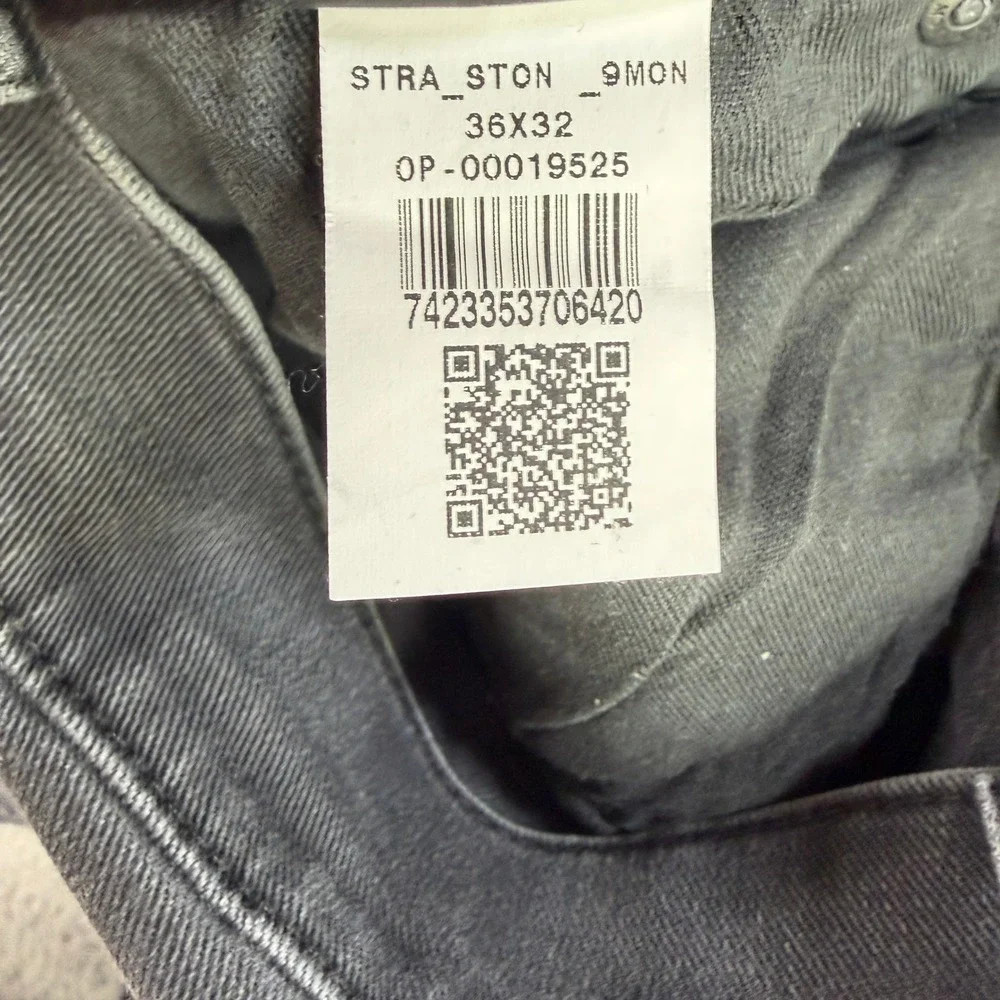 Mott & Bow Jeans Mens 36x32 Gray Straight Fit Faded Dark Wash Denim Pants